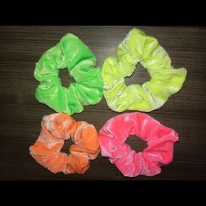 Neon Velvet Scrunchies Set